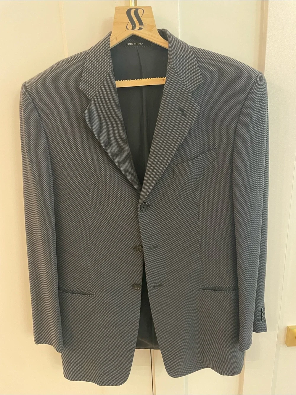 Armani Collezioni Italian Vintage 3 Button Dark Grey Houdstooth Sport Coat 40R